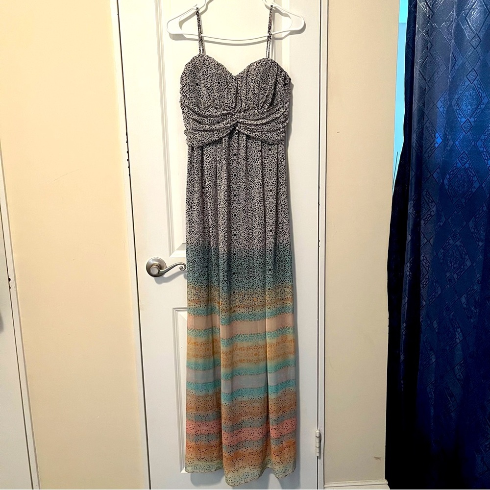 Jessica Simpson Size M Sleeveless Bohemian/Beach Multicolor Gradient Maxi Dress